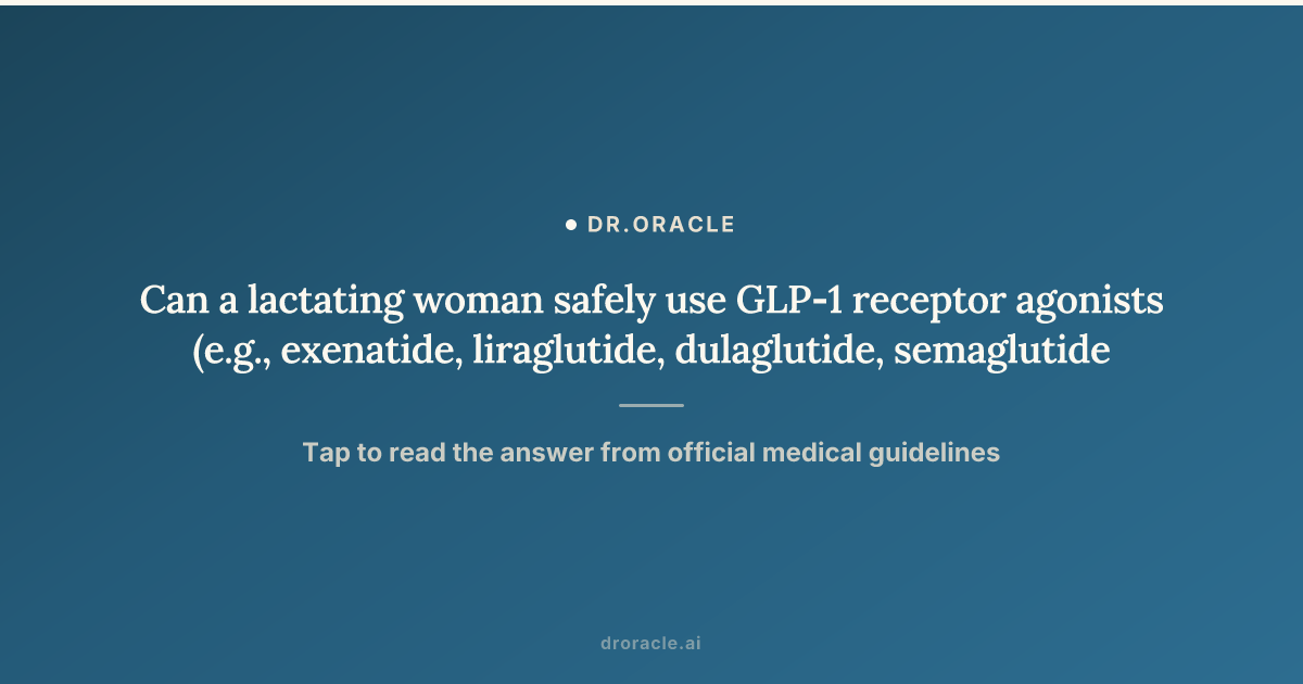 can you use glp 1 while breastfeeding take zepbound breastfeeding? The data on GLP-1RA excretion into human breast milk are extremely limited: * Semaglutide: One pharmacokinetic study reported no detectable semaglutide transfer into human milk. However GLP-1 and Breastfeeding Safety: What