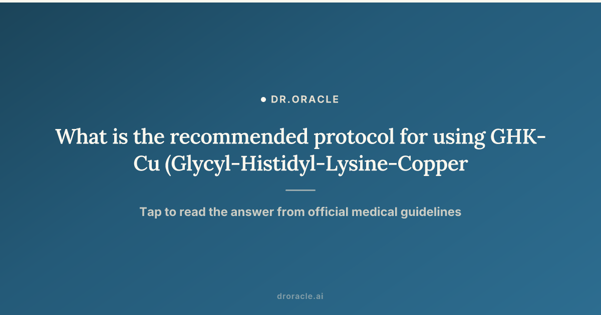 ghk cu injection protocol for surgery recovery GHK-Cu Dosage: A Doctor's Guide to Calculations, Mixing & Safety What is the recommended protocol
